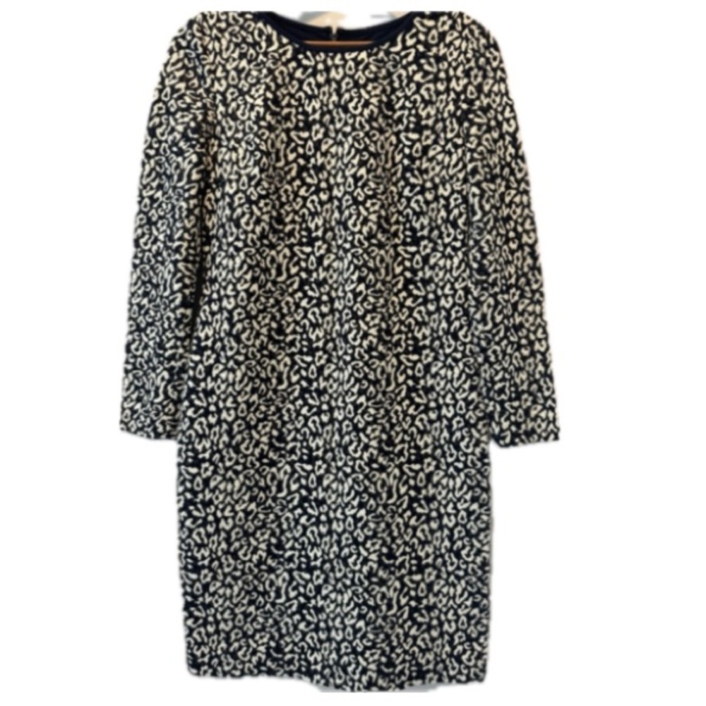 Vince Camuto Leopard Print Sheath Dress Black White Work Office Size 10 - Picture 2 of 7